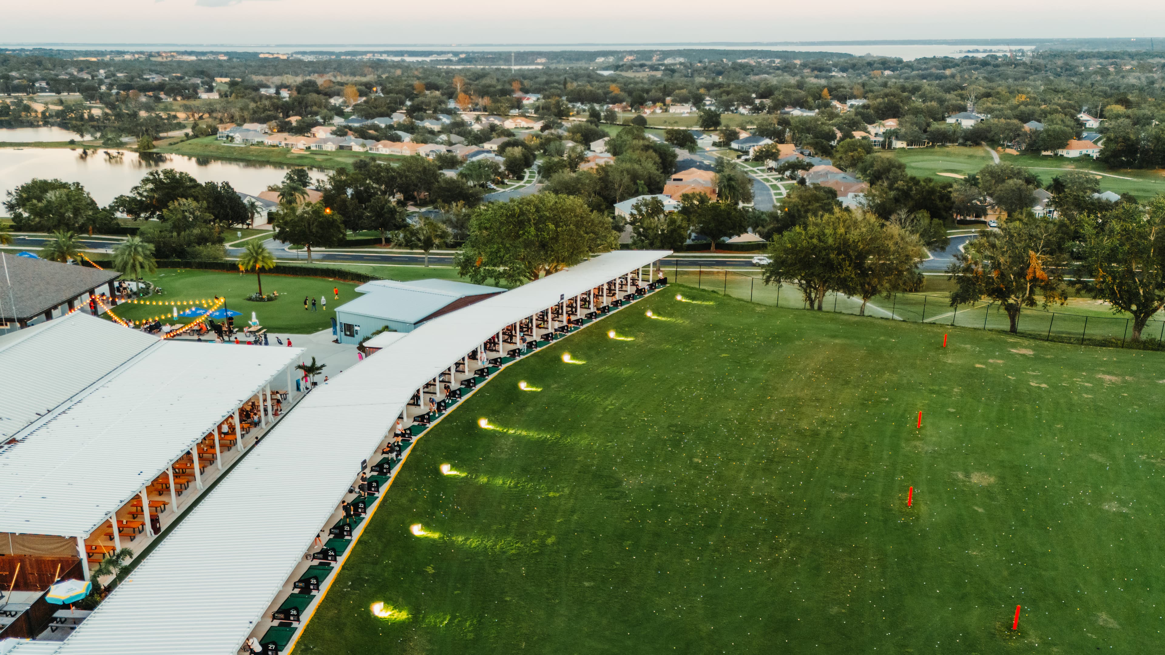 Bird's-eye view of the 30-bay practice range